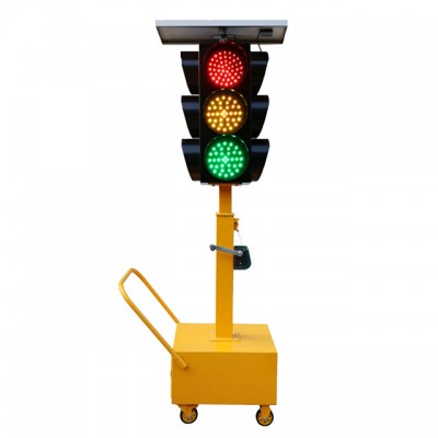 Movable Portable 4 Sides Wireless Work Solar Traffic Led  Mobile Pedestrian Crossing Warning Signal Flashing Light With Trolley