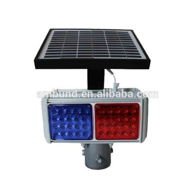 Visibility distance over 800m for solar traffic red and blue flashing light